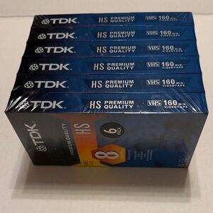 TDK HS Premium Quality VHS Tapes - 6 Pack, New in Package 160 min 8 hour tapes